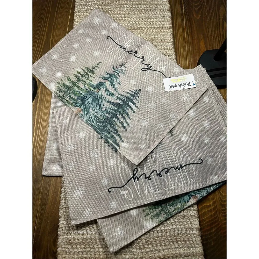 Christmas placemats set of 4 canvas new tree